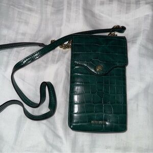 Nine West Dark Green Crocodile-Embossed Crossbody Bag